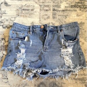 Distressed shorts.